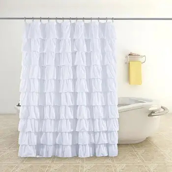 

High Quality Pure DIY White Large Lace Handmade Waterproof Bath Curtain Pure Hand-Made for Bathroom Shower with 12 Hooks
