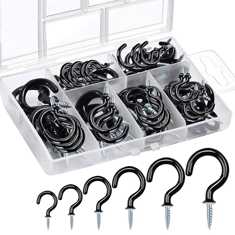 70 Pieces Screw In Eye Hooks, Multi Size Steel Ceiling Hooks Cup Hooks For  Hanging Cup Jewelry Keyring Ornament