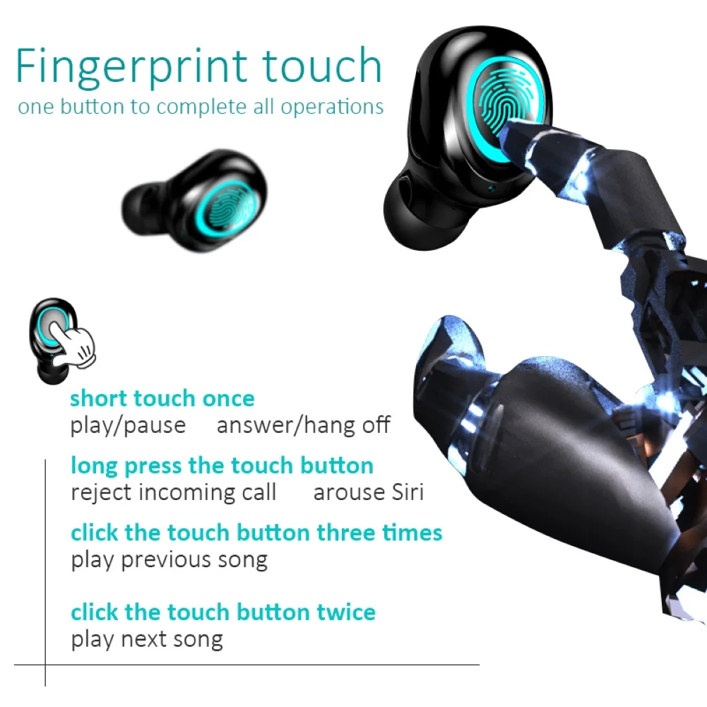 S11 Noise Reduction Touch Control Wireless Bluetooth Earphone with Charge Box