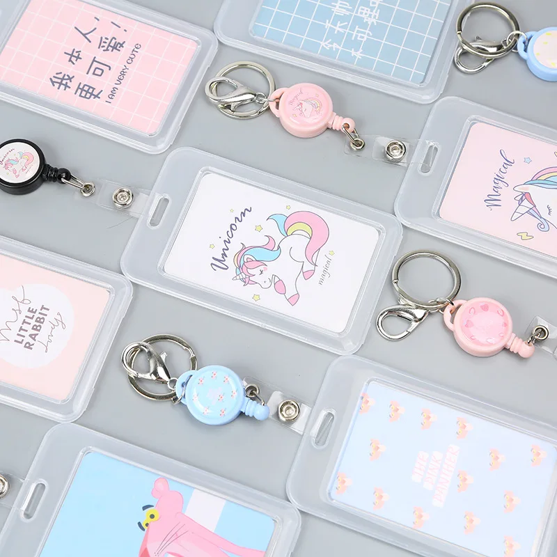 Kawaii Unicorn ПВХ студенческий выдвижной держатель для значка милые школьные