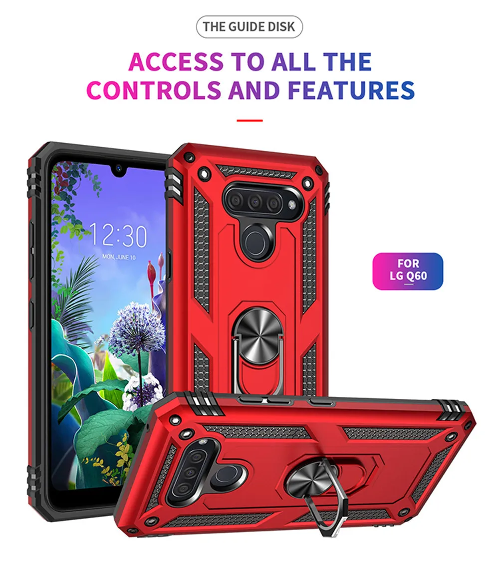 Per Lg Q60 K50 Custodia Cover Armatura Robusto Supporto Per Auto Militare Anello Custodia Per Lg Q60 Q 60 K50 K 50 Per Lg Q60 Q 60 K12 Max K12 Prime