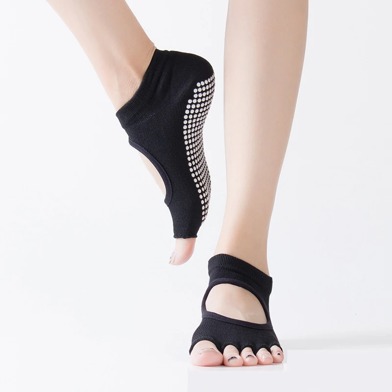 Профессиональные женские носки для йоги, нескользящие спортивные носки с открытым носком и подъемом, идеально подходят для пилатеса, балета
