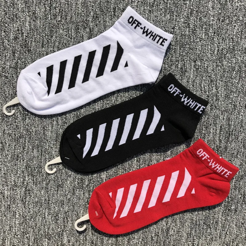 Europe And America Ow Stripes Short Harajuku Popular Brand Low Top Short Socks hua ban wa Students Men And Women Short Socks COU