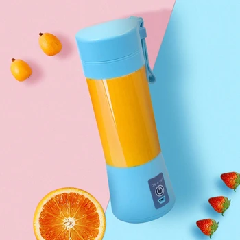 

USB Juicer Cup, Mobile Juice Mixer, Household Fruit Mixer - Six Blades, 400ml Fruit Blending Machine with USB Charger Cable Blue
