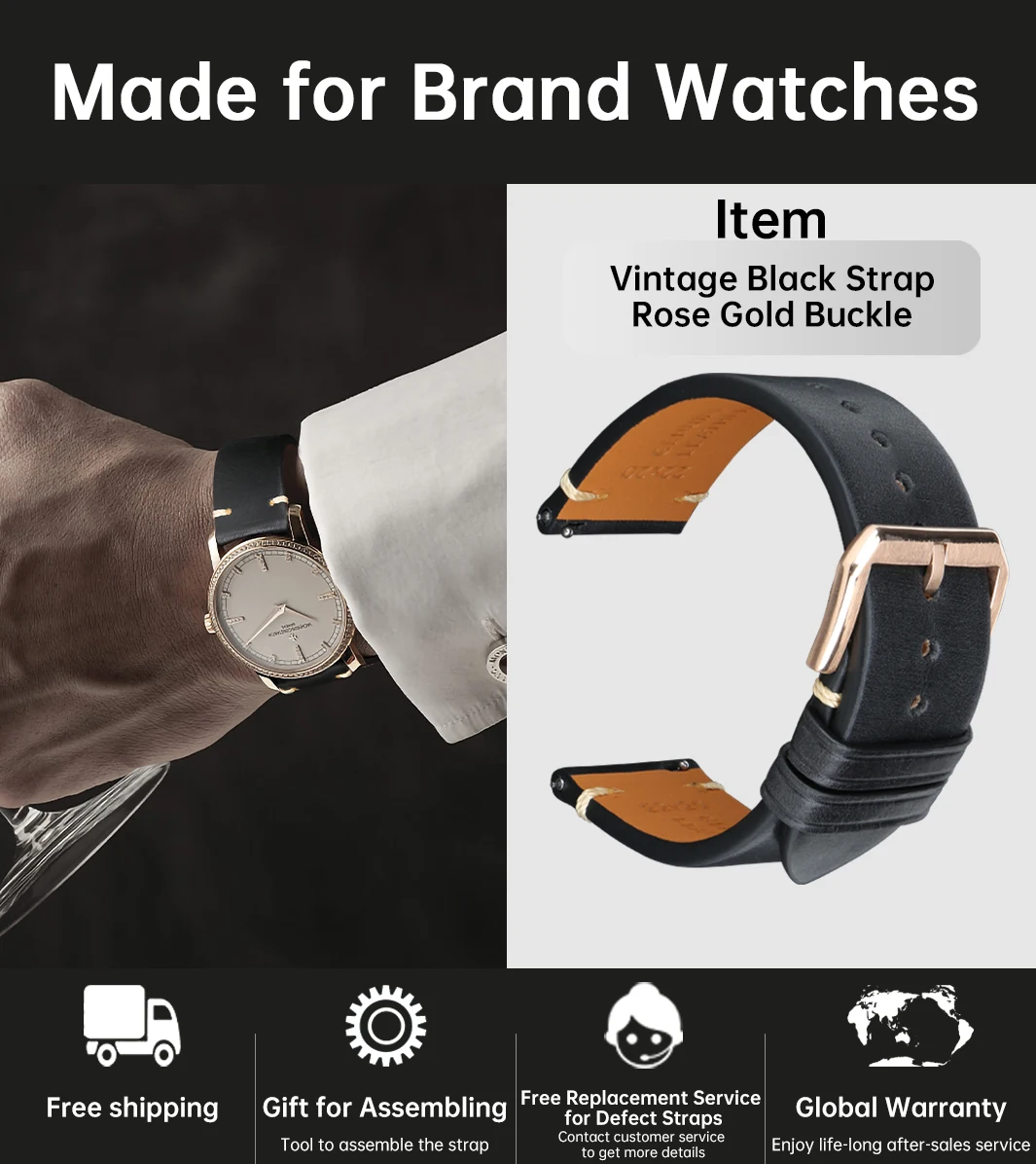 Premium Genuine Leather Quick Release Watch Band Strap
