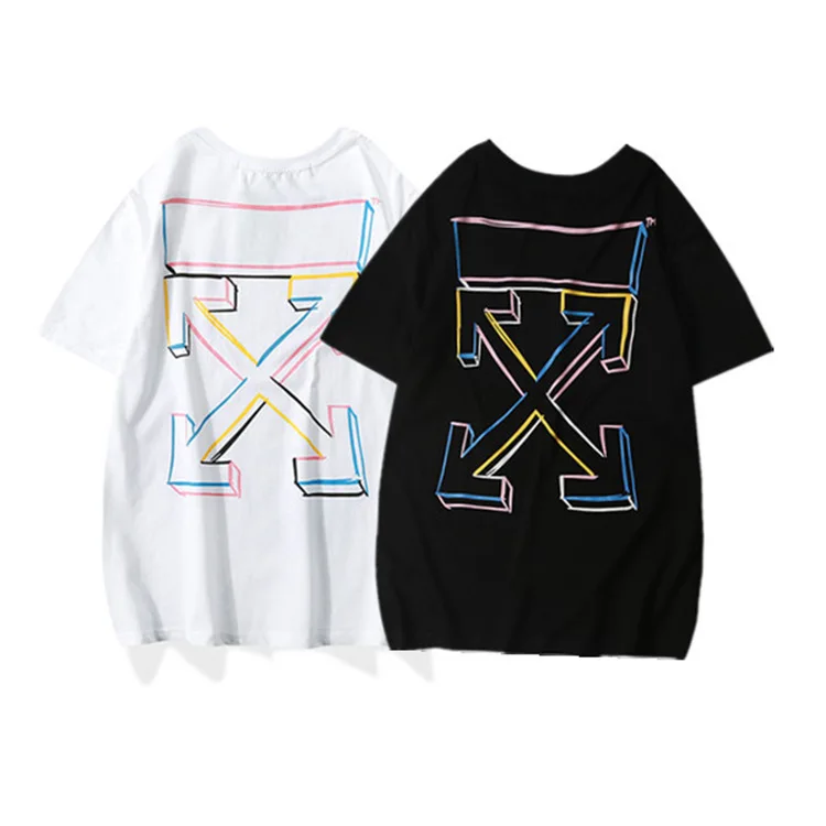 

19ss Offwhite Poland Qualified Color Arrowhead Short Sleeve INS Super Fire Ow Sketch Popular Brand Students Unisex Fashion