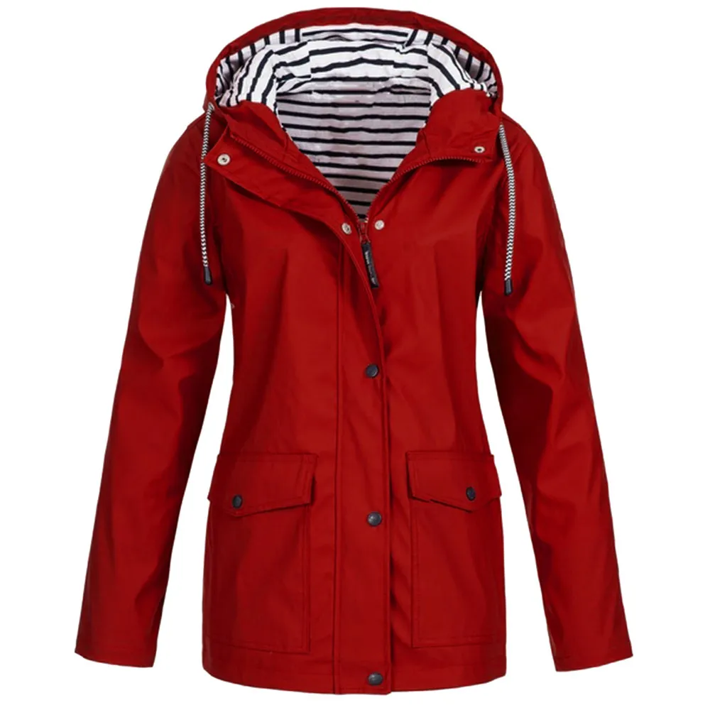 Модная женская Повседневная однотонная куртка для улицы размера плюс, водонепроницаемая ветрозащитная Свободная куртка