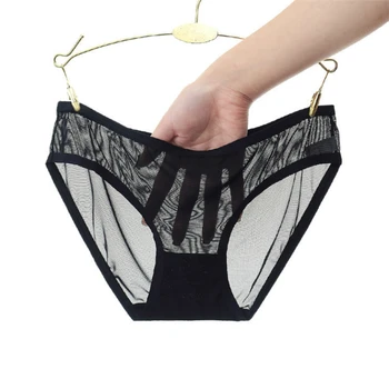 

Transparent Panties Women Sexy Seamless Briefs Ladies Solid Thin Mid Rise Mesh Underwear Plus Size 1/2/3pcs
