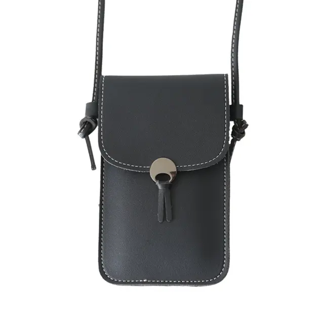 Transparent Touch Screen Retro Simple Mobile Phone Bag 2021 Women PU Chain Messenger Bags Small Flap Bag Mini Shoulder Bag Black