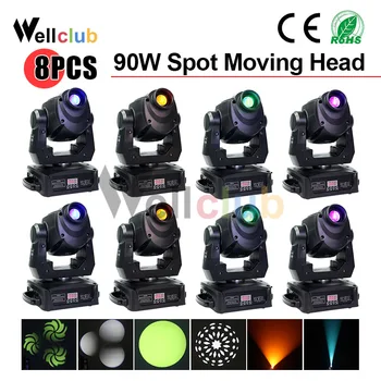 

8pcs 90W Mini LED Moving Head Spot Stage Lighting DMX Led Spot moving head Light Gobo Dj Light For Club Church Bar