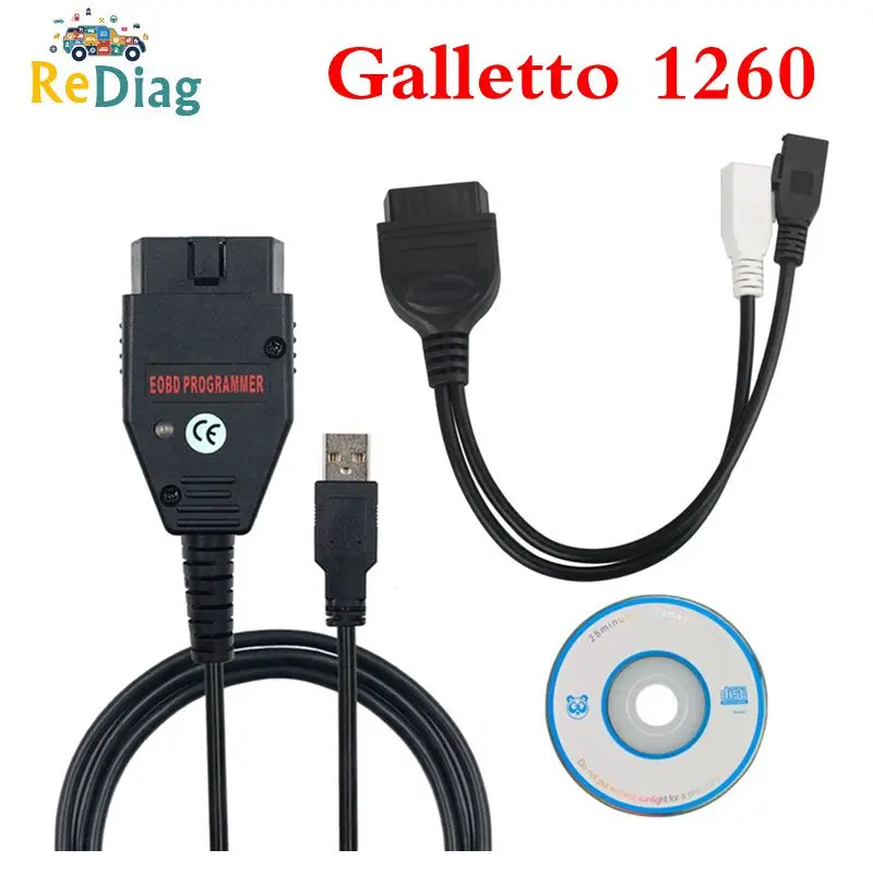 Galletto 1260 FTDI FT232RQ EOBD ECU программист для чтения и записи автомобиля ECU Flasher работает для мульти-автомобилей OBDII диагностический многоязычный