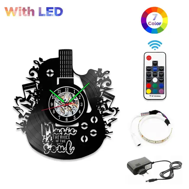 MCDFL Vinyl Record Wall Clock Modern Design Home Living Room Decoration Watch Clocks Object House Minimalist Decor Accessories 20-12-24-With LED