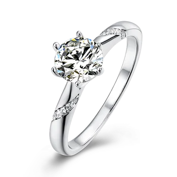 

ZWJEWE 925 Sterling Silver Platinum Plated Clarity VVS1 1ct Moissanite Women's Diamond Ring Engagement Anniversary Gift