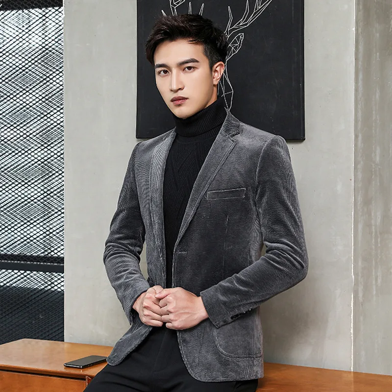 

2019 Autumn And Winter New Style Suit Men Business Leisure Suit Coat Corduroy Men's Suit