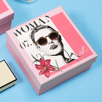 

Cartoon Girl Print Kraft Gift Boxes with Lids 6.6X6.6x3inches for Gift Displaying Party Favors Birthday Present Packaging Box