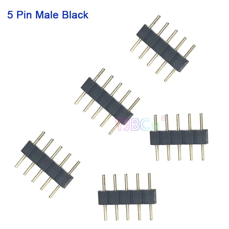 1000 шт иглы мужской/женский 4 Pin RGB/5PIN RGBW светодиодный разъем RGB/RGBW 5050 3528 SMD светодиодные полосы света светодиодный аксессуары - Цвет: 5pin Male Black