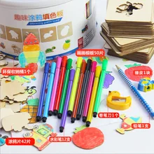 Детские деревянные окрашенные граффити окраска пластины живопись инструмент для граффити комплект ребенка раннего возраста развивающие игрушки подарок