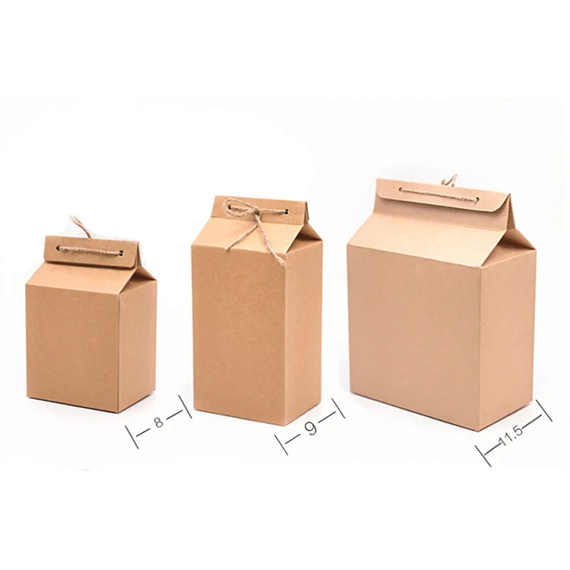 100 teile/los 3 Größe Retro Falten Kraftpapier Box Tee Verpackung Box – Detail 2