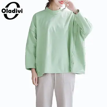 

Oladivi Plus Size Women Clothing Solid Hoodies Ladies Spring Autumn New Sweatshirts Casual Loose Top Tunic Female Pullover Coats