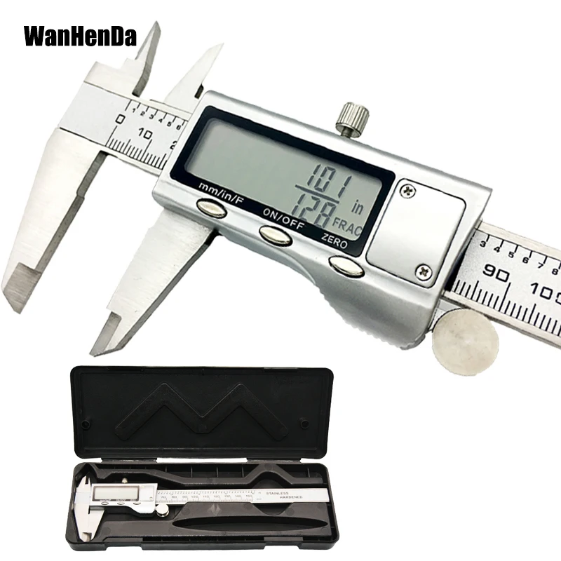 New 6 inch metal electronic widescreen vernier caliper measurement tool 150mm fraction inch mm stainless steel digital caliper