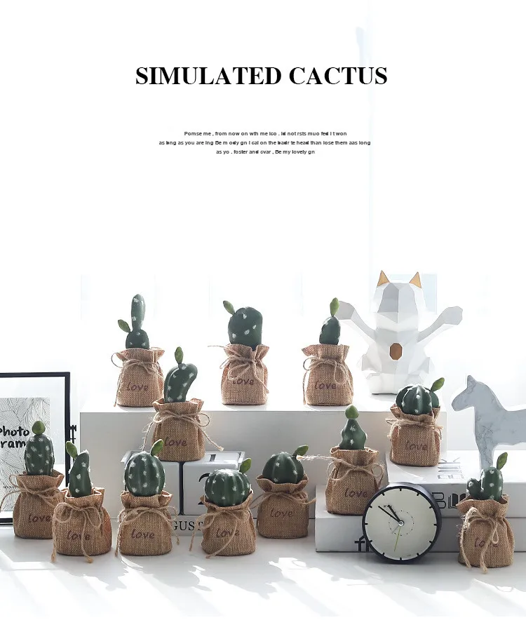 Nordic Wind Simulation Plant Cactus Potted Ornaments Prickly Pear Bonsai Furnishings Home Decorations Succulent Potted QW151 (4)