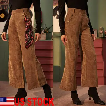 

Women Pants Autumn Winter Corduroy High Waist Trousers Casual Wide Leg Pants