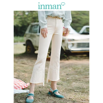 

INMAN Medium High Waist Literary Embroidery Fashion Slim Women Jeans