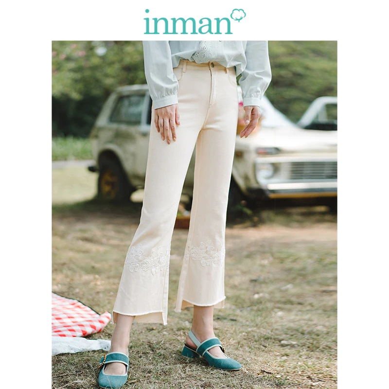 INMAN Medium High Waist Literary Embroidery Fashion Slim Women Jeans INMAN Medium High Waist Literary Embroidery Fashion Slim Women Jeans