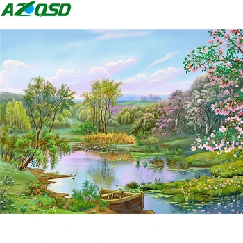 

AZQSD Diamond Painting Kit Nature Cross Stitch Gift Diamond Embroidery Scenery Gift Picture Of Rhinestones Home Decor Needlework