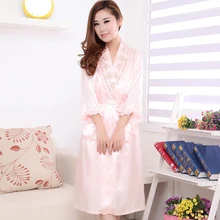 Женский халат чистого цвета с вышивкой из вискозы, соблазнительное кимоно, свободная ночная рубашка, летняя Новинка, пижама-халат из 2 предметов, домашняя одежда
