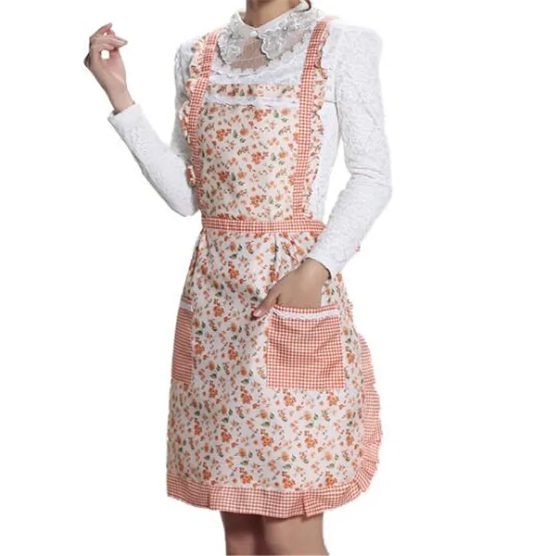 Waterproof Lace Princess Apron Striped Sleeveless Apron for Women Thick Double Layer Kitchen Simple Style Housework Apron