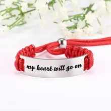 Eueavan 5pcs Proverb Positive Black/Red Nylon Rope adjustable Bracelet Saying Stainless Steel Jewelry For Women Men Wholesale