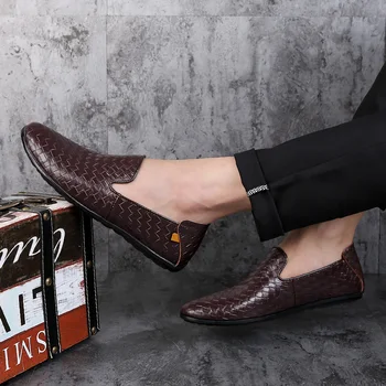 

Men Casual Shoes Leather Shoes Classic Comfortable Slip On Loafers Men Flats Driving Shoes Moccasins Plus Size Nice New