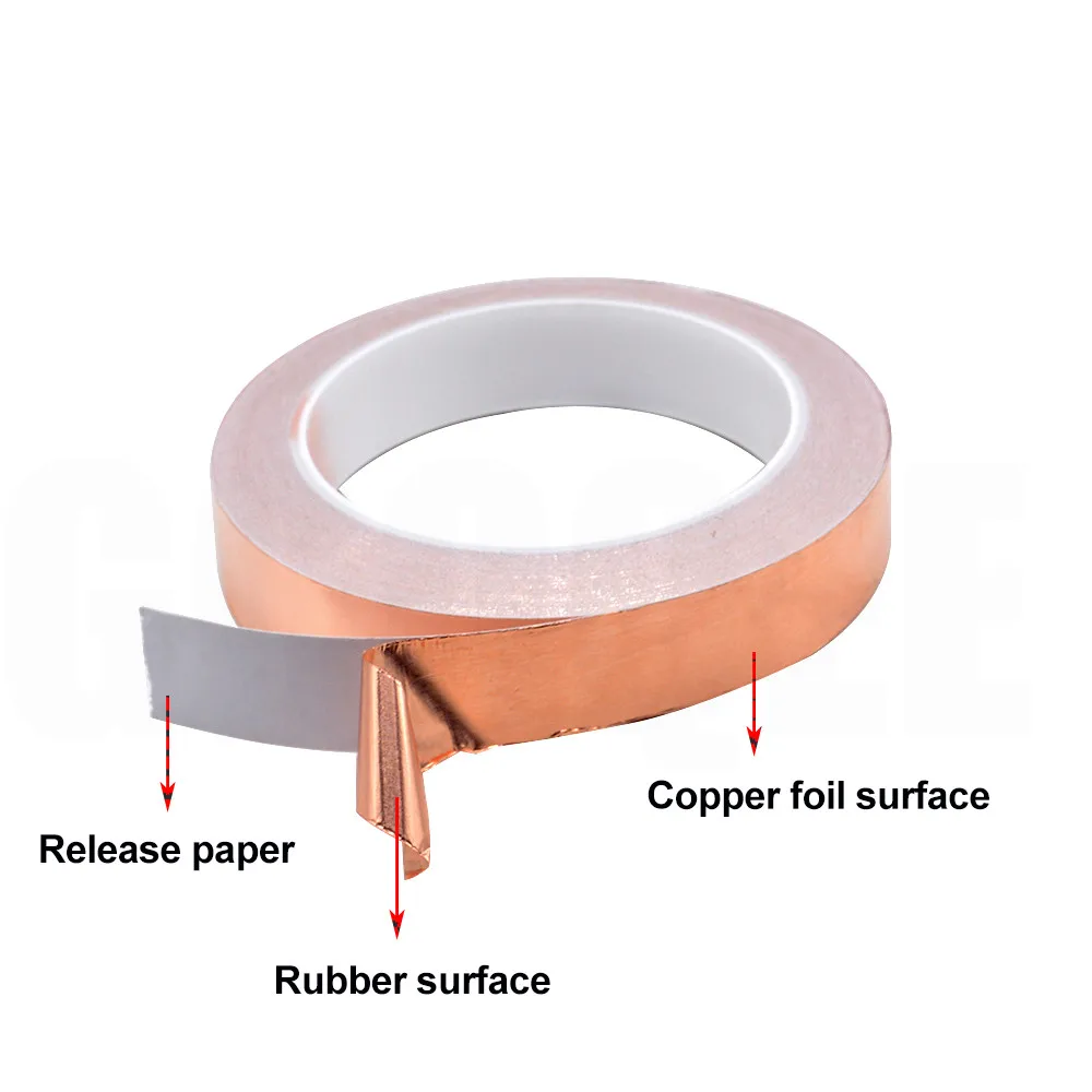 1 шт., 20 м, 3 мм-20 мм, 4 мм, 5 мм, 6 мм, 7 мм, 8 мм, 15 мм, односторонняя проводящая лента из медной фольги, клейкая лента, экранирующая EMI, теплостойкая лента