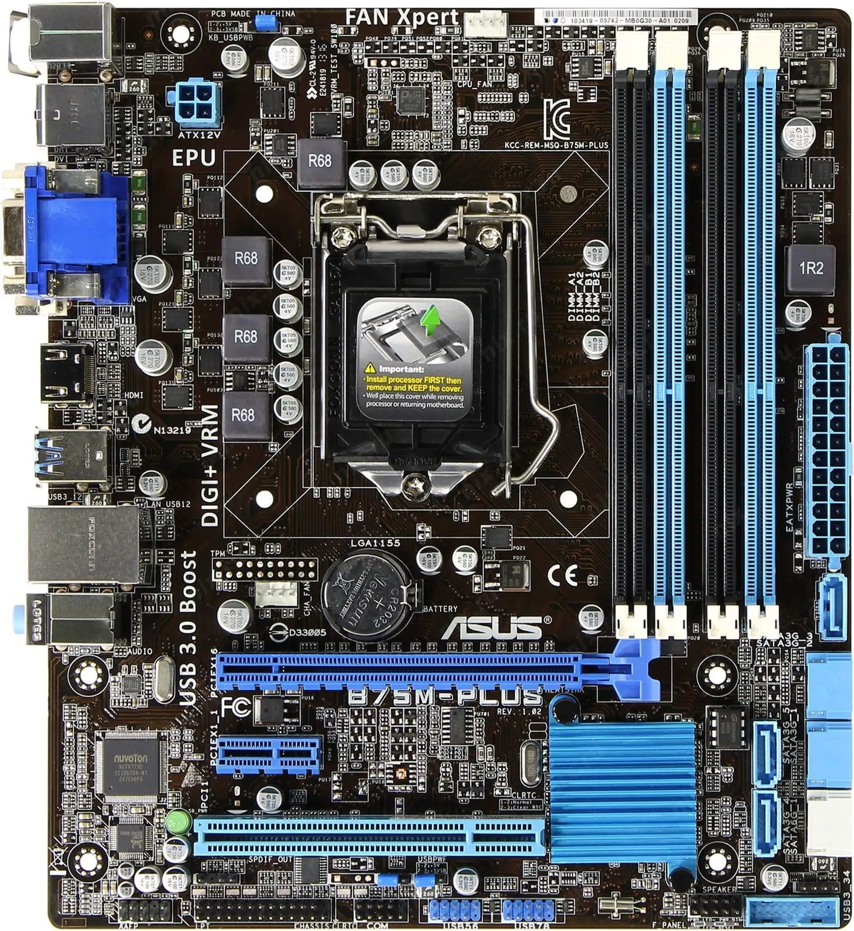 ASUS B75M-PLUS материнская плата B75 1155 разъем micro-ATX USB3.0 DDR3 HDMI 4 слота памяти | Компьютеры и