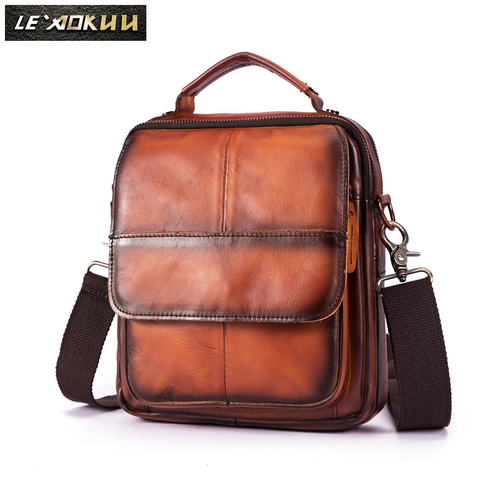 Качественная кожаная мужская повседневная дизайнерская сумка через плечо из воловьей кожи, модная сумка через плечо 8 дюймов для планшета Mochila, сумка-портфель, 148-or