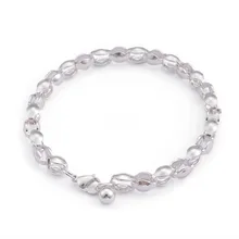 Мода простой стиль браслеты серебро Нержавеющая сталь звено цепи браслеты ювелирные изделия для женщин
