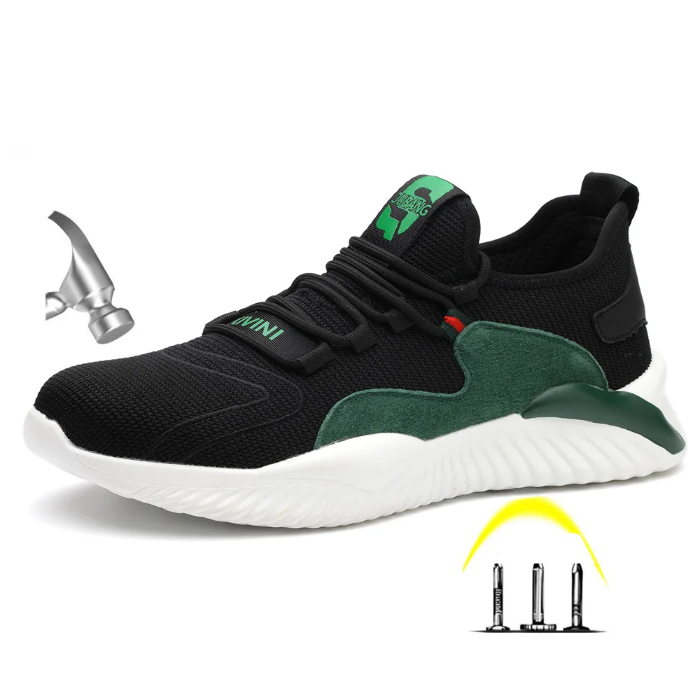 Zapatos de trabajo con punta de acero para hombre, botas protectoras indestructibles, antideslizantes, a prueba de golpes y perforaciones