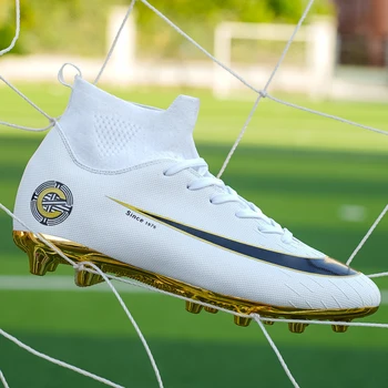 

Football Boots Shoes for Men Turf Soccer Kids Indoor Sneakers Spike Superfly Futsal Original Comfortable Waterproof WHITE BLACK