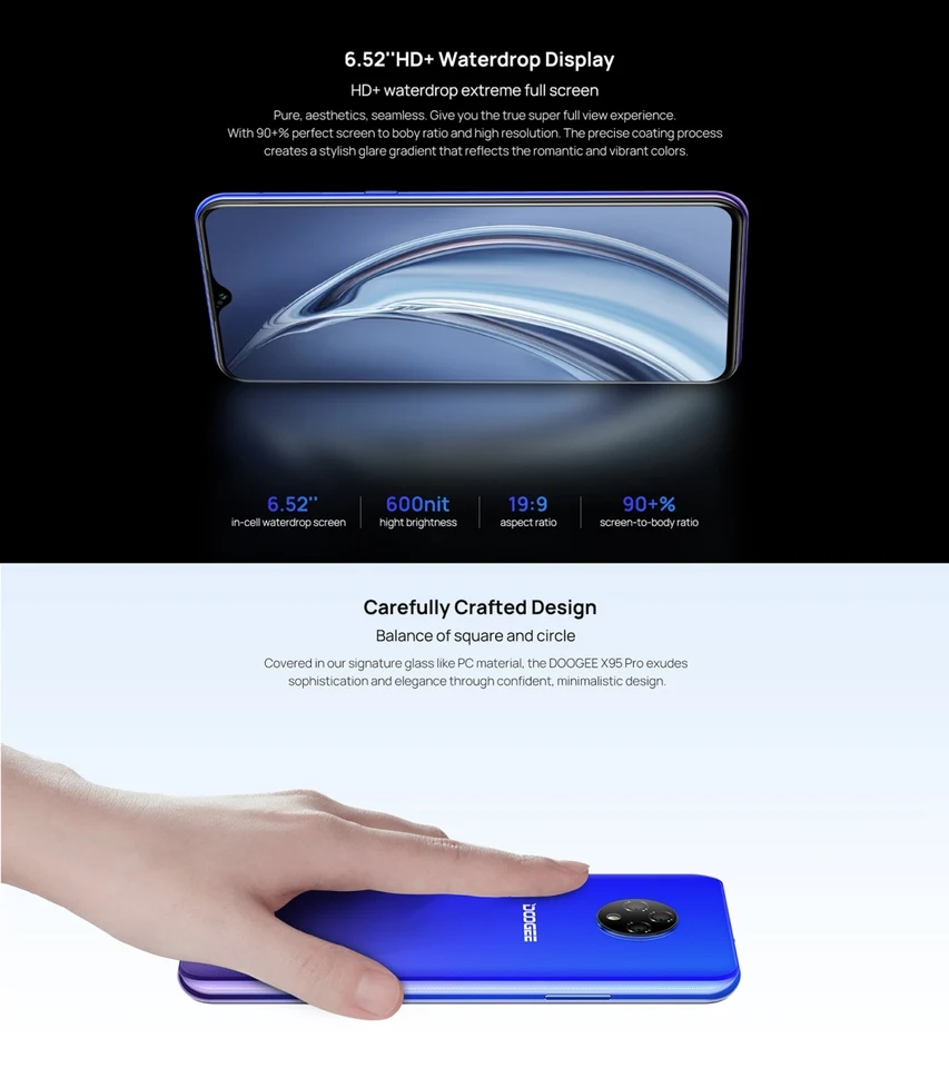 DOOGEE X95 Pro 4GB 32GB Cell Phone 4350mAh Face ID 6.52 inch