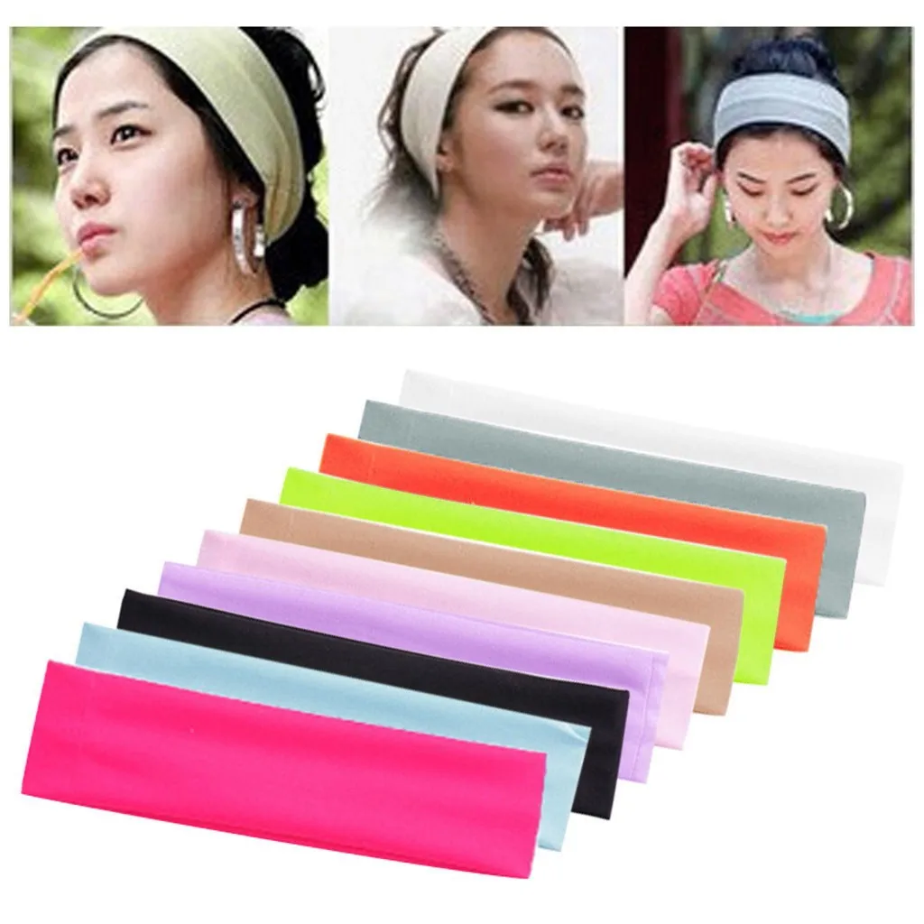 Women Yoga Elastic Turban Hair Band Headband Sports Headbands Lace Elastic Sports Headbands Unisex Sport Sweat Sweatband#45