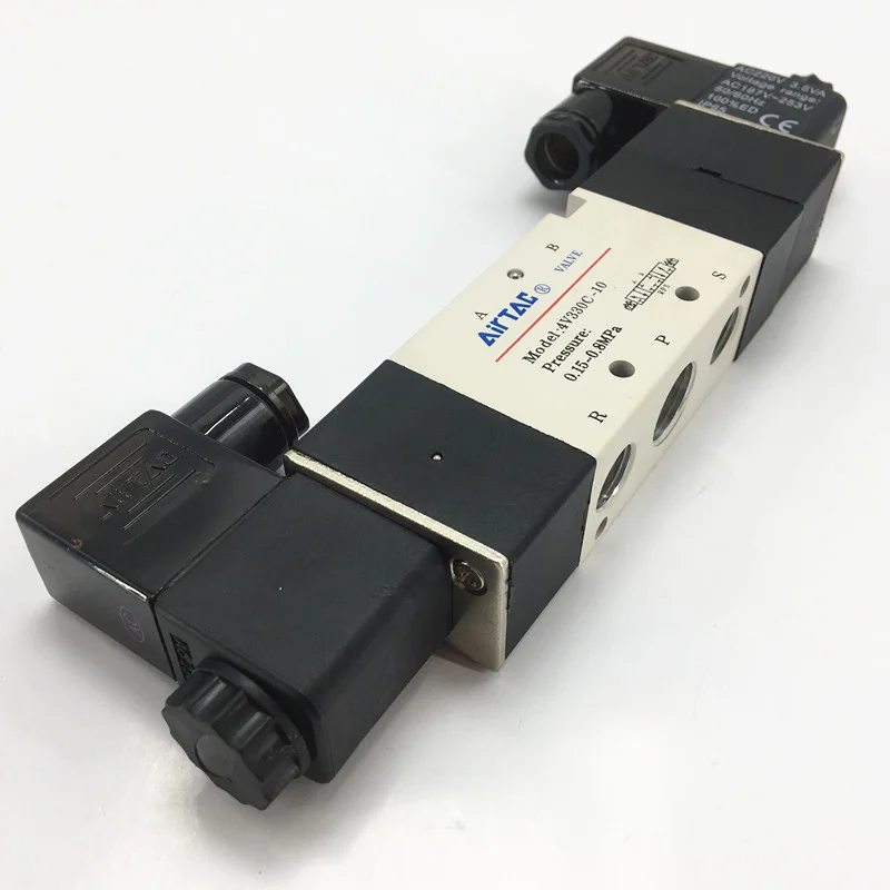 4V330C-10 AC220V Соленоидный клапан Двойной соленоидный 5/3 способ закрытый центр 4V300 серия