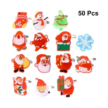 

WINOMO 50pcs/Set Christmas Flashing Brooch Pins LED Brooch Kids Party Supplies Flashing Light Brooch Children Gifts(Style Mixed)
