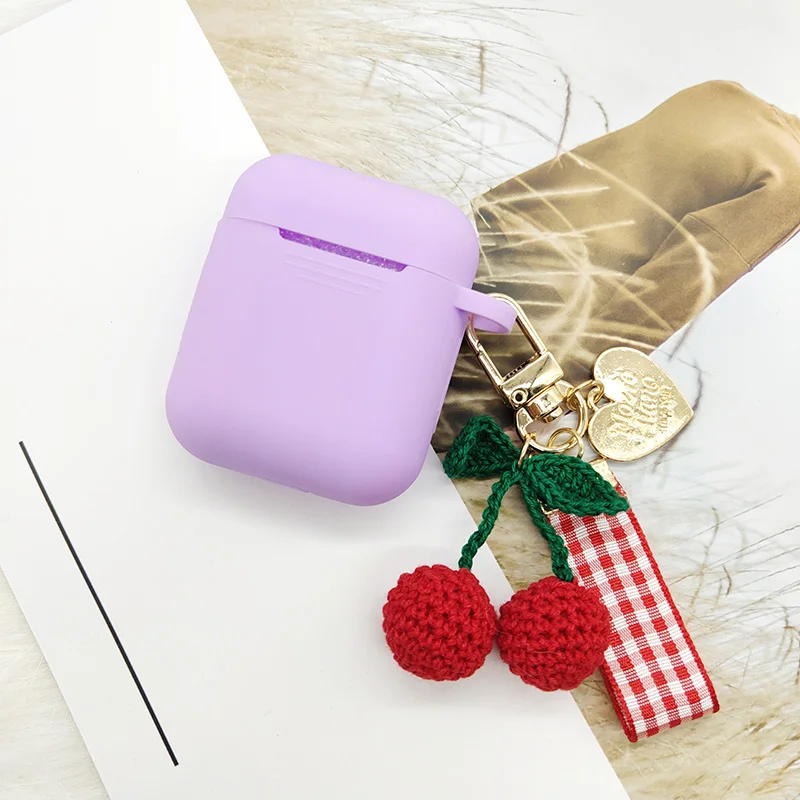 A13 Purple Корейский милый силиконовый чехол с подвеской в виде красной вишни для Apple AirPods, зарядная коробка, bluetooth-наушники, защитный чехол для ключей - Цвет: A13 Purple