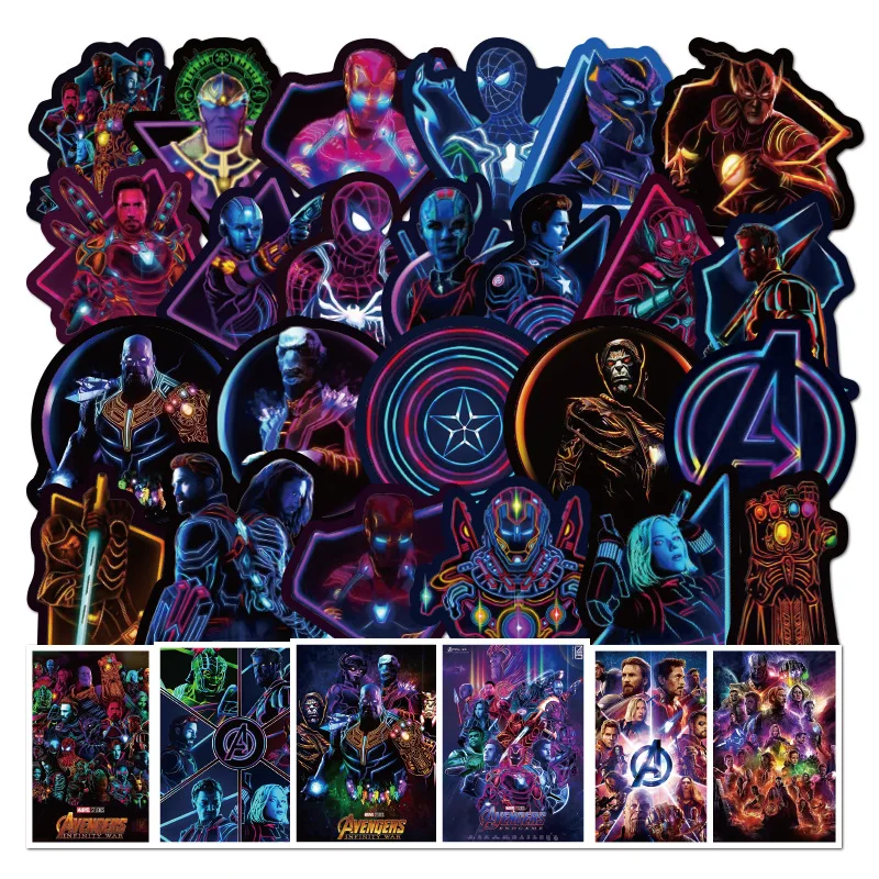 

100 Pcs Marvel Super Hero Stickers Mobile Phone Film PVC Waterproof Coated Notebook Cup Luggage Waterproof Graffiti Sticker