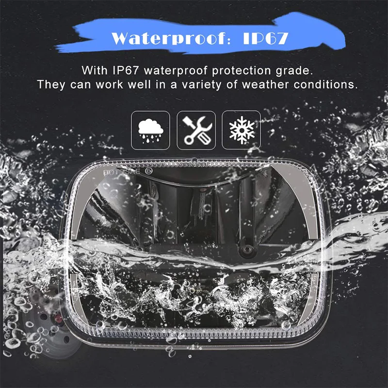 DOT EMARK Approved Pair 5x7Inch LED H4 Square 12V 24V Headlight 7x6 LED Truck Headlamp for truck FL - 32881848482