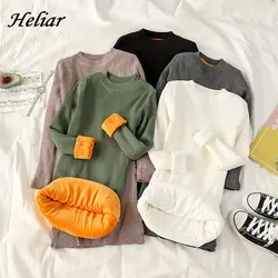 Heliar, зимний длинный стильный теплый свитер, женские пуловеры, зимний облегающий свитер, повседневный женский теплый вязаный плотный Топ