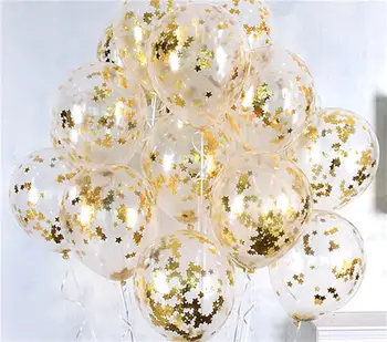 

10pcs Clear Balloons Gold Star Foil Confetti Transparent Metallic Balloons Happy Birthday Baby Shower Wedding Party Decorations