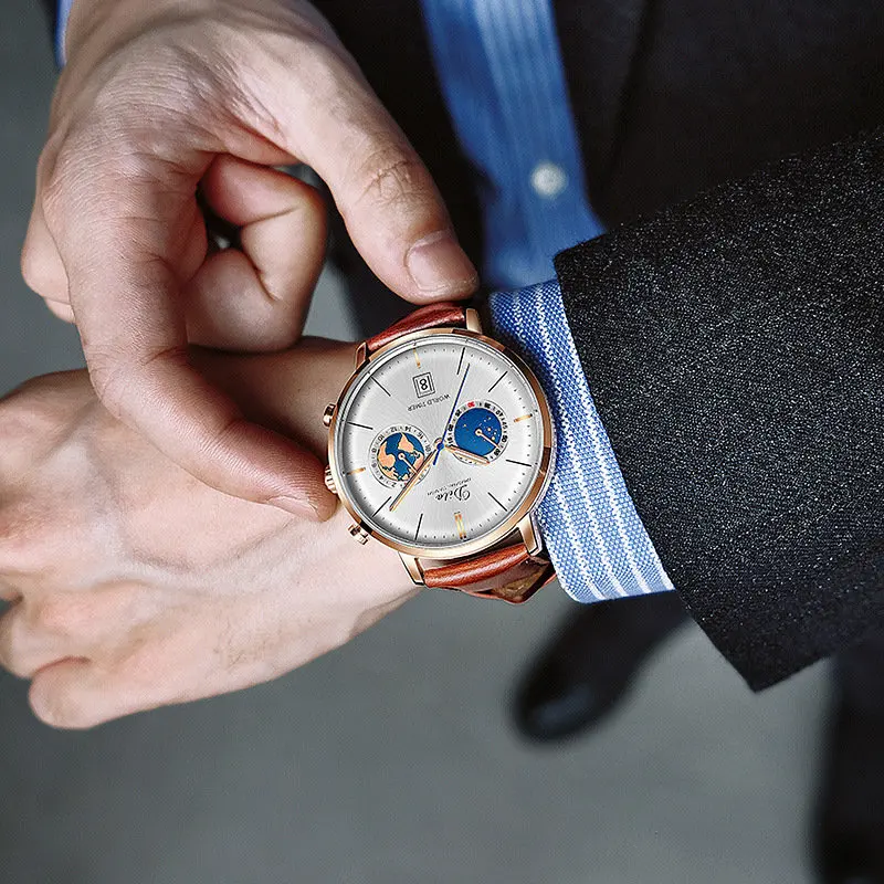DITA часы Мужские кварцевые часы модные водонепроницаемые наручные часы Доступные ремешок секундомер-Хронограф Роскошные Топ Брендовые Часы Reloj - Цвет: gold white(leather)