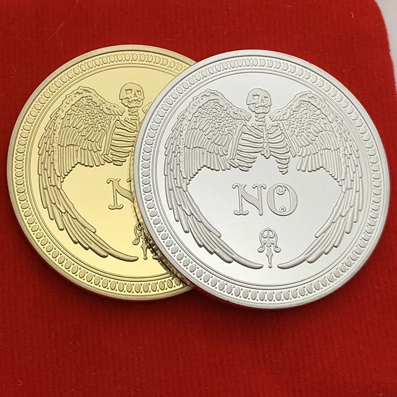 Металлическая монета с трехмерным тиснением да золото и серебро памятная монета Солнце Луна Ангел Череп Нет монеты для решения